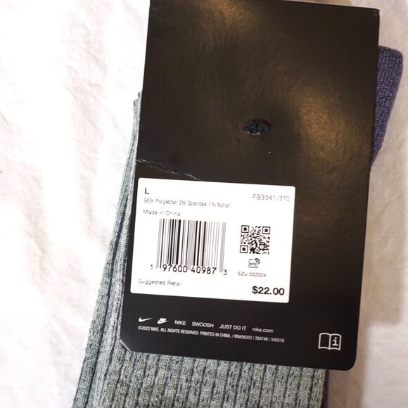 Mens Nike ACG Everyday Crew Socks Green/Purple FB3341-370 NWT - Picture 4 of 4